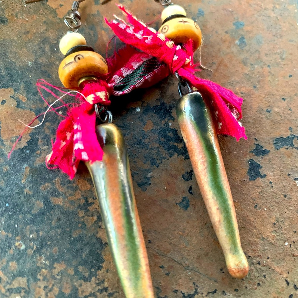 Tibetan prayer bead Earrings by Susan A Ray